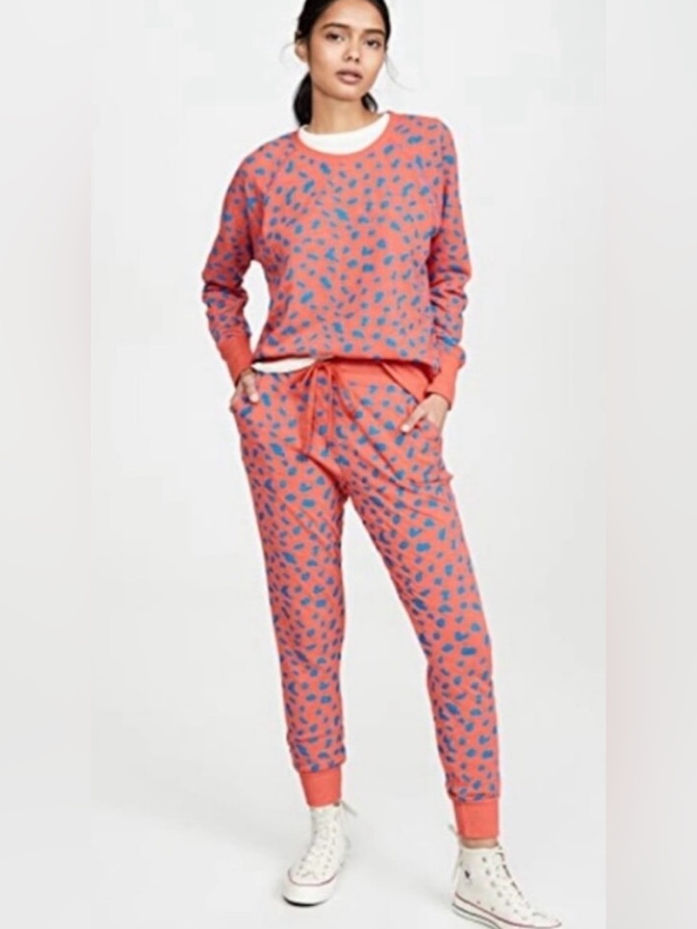 Sundry Spotted Red with Royal Blue Sweatsuit S/XS